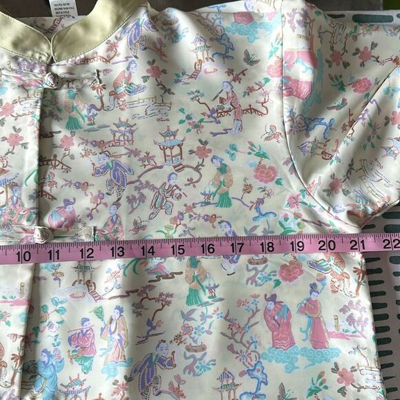 Natori Kimono Asian Motif Pajama Top Mandarin Collar Intimates Long Sleeve Small - Picture 10 of 11